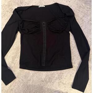 Reformation Black Long Sleeve Bustier Top Size L
